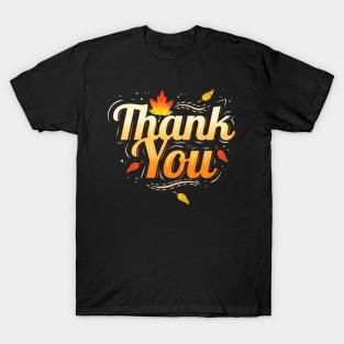 Brown Leaves Thankful Thank You Thanksgiving T-Shirt